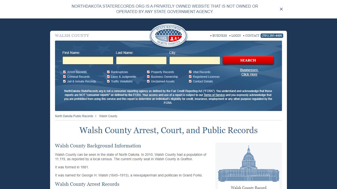 Walsh County Arrest, Court, and Public Records